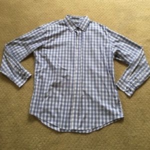Nordstrom Rack blue plaid long sleeve collar men’s dress shirt